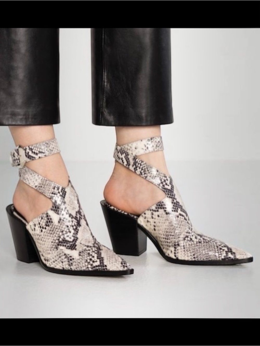 TOPSHOP Huxley Snake Print Western Ankle Wrap Booties Shoe Boots 5.5 6 36